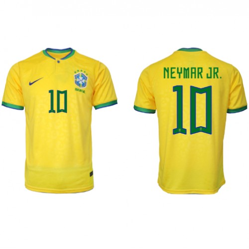 Lacne Muži Futbalové dres Brazília Neymar Jr #10 MS 2022 Krátky Rukáv - Domáci